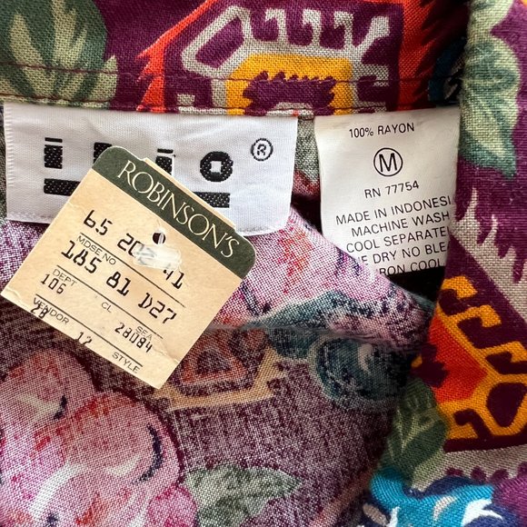 NWT 90's Funky Floral Aztec Long Sleeve Shirt - Size Medium - Ilio - Picture 8 of 8